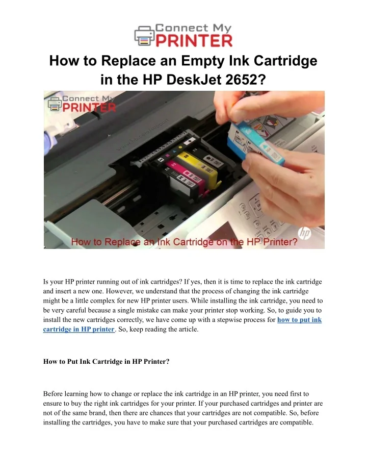 PPT How to Replace an Empty Ink Cartridge in the HP DeskJet 2652
