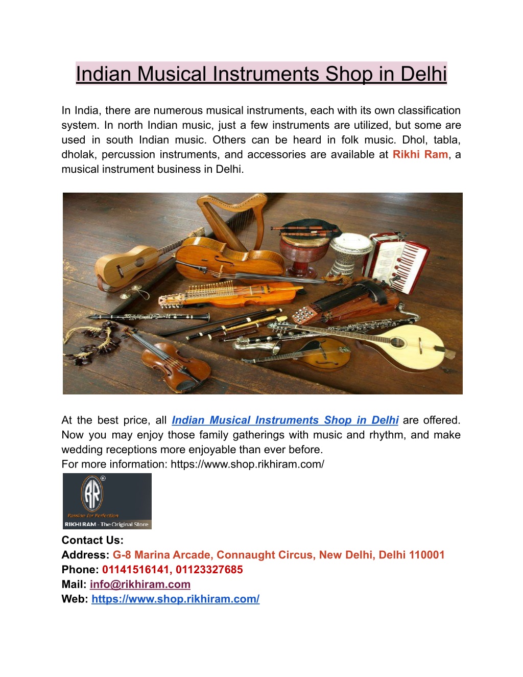 musical instruments business plan in india