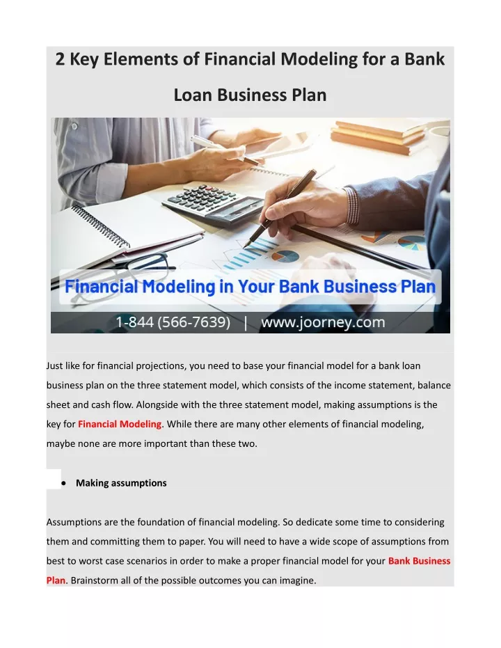 Ppt - 2 Key Elements Of Financial Modeling For A Bank Loan Business 