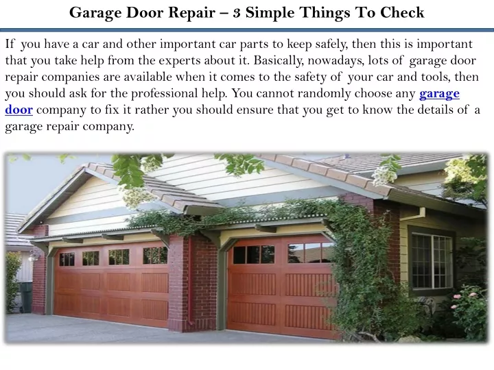 Ppt garage door repair 3 simple things to check powerpoint presentation id 11026456