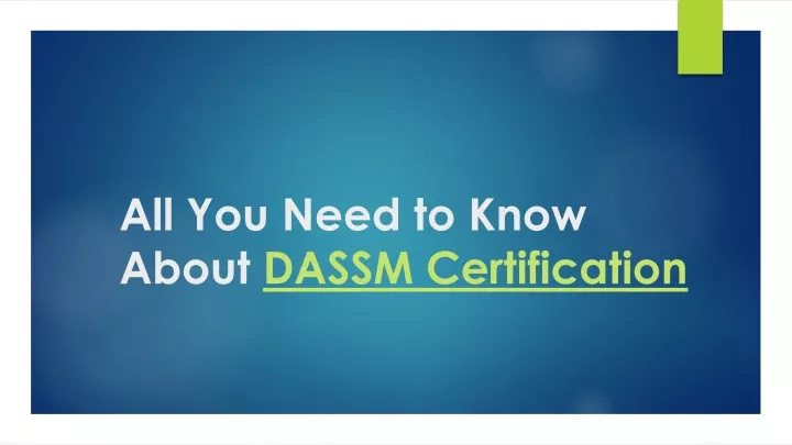 Reliable DASSM Exam Test