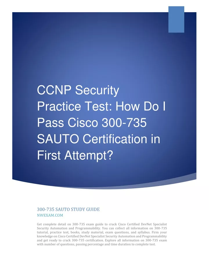 PPT - CCNP Security Practice Test: How Do I Pass Cisco 300-735 SAUTO ...