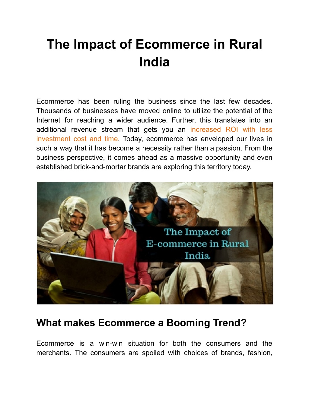 e commerce in rural areas research paper