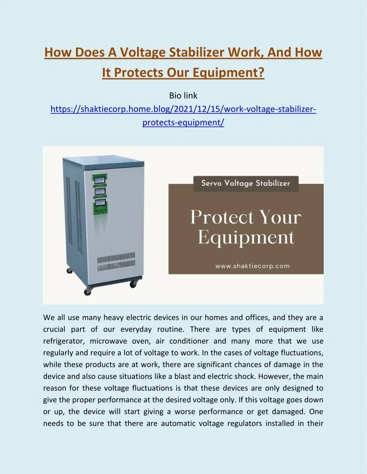 PPT How Does A Voltage Stabilizer Work And How It Protects Our Equipment PowerPoint 