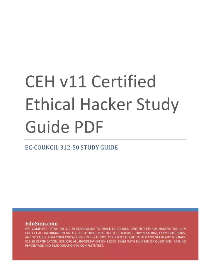 PPT - [New] CEH V11 Certified Ethical Hacker Study Guide PDF PowerPoint ...