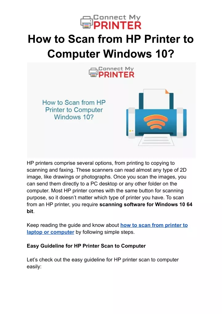 scan from hp printer to computer windows 10
