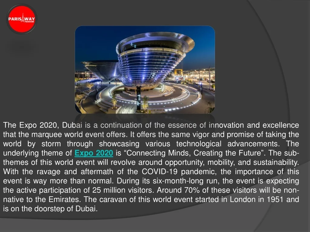 PPT - EXPO 2020 DUBAI, A MARVEL OF TECHNOLOGICAL AND INNOVATIVE ...