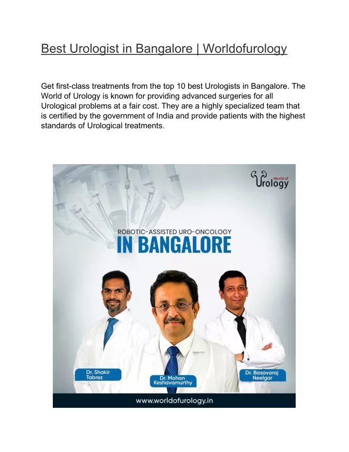 PPT - Best Urologist In Bangalore | Worldofurology PowerPoint ...