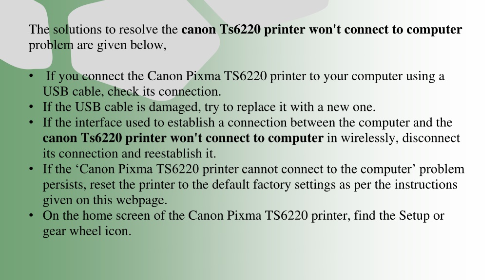 canon ts6420a won't connect to computer