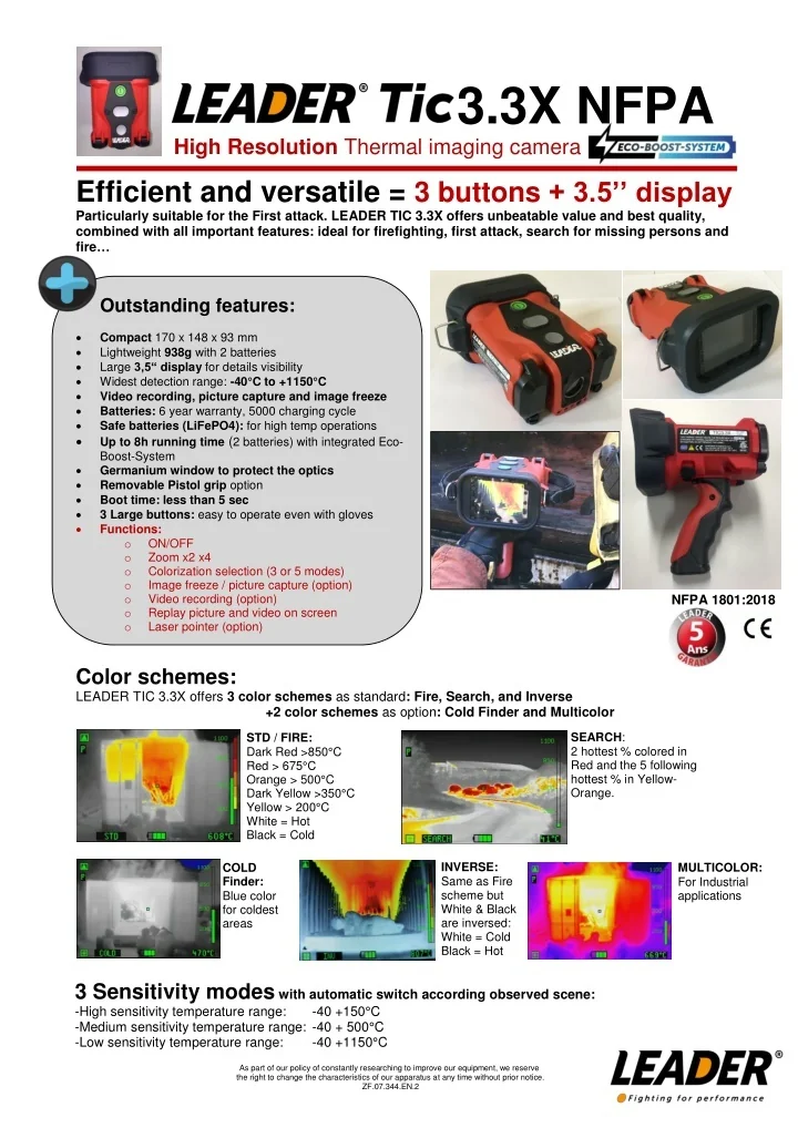 PPT NFPA / ATEX Thermal Imaging Cameras Leader TIC 3.3X PowerPoint