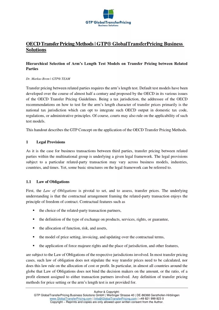 PPT - OECD Transfer Pricing Methods | GTP GlobalTransferPricing ...