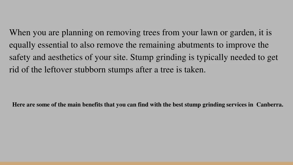 PPT - 3 Major Benefits of Stump grinding for your Yard PowerPoint ...
