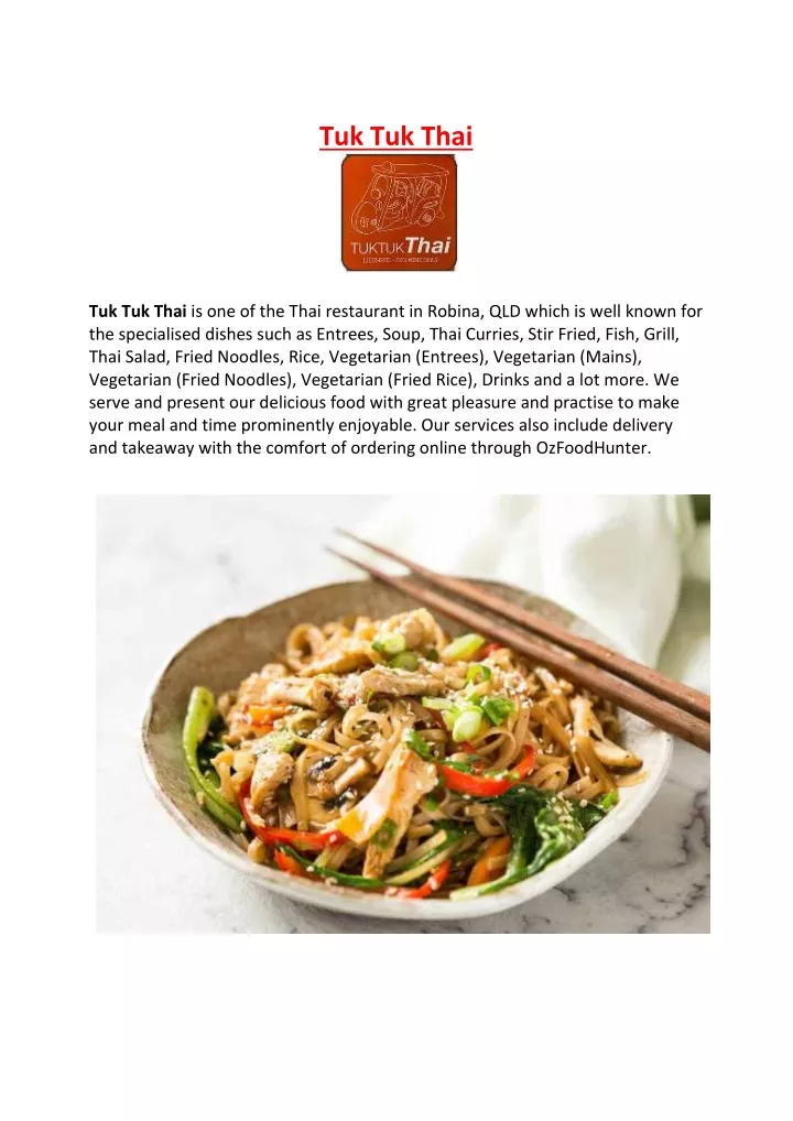 PPT - 5% Off - Tuk Tuk Thai Restaurant Menu Robina, QLD PowerPoint ...