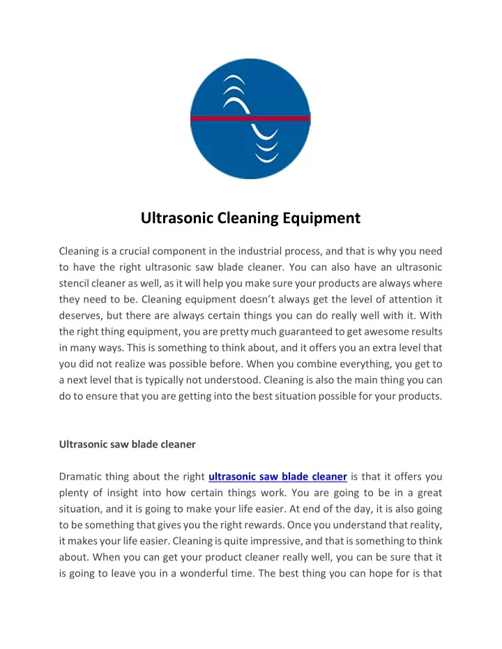 ultrasonic cleaning equipment n.