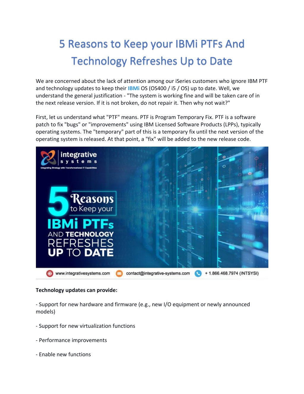 Ppt 5 Reasons To Keep Your Ibmi Ptfs And Technology Refreshes Up To