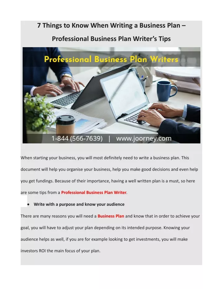 professional business plan writer