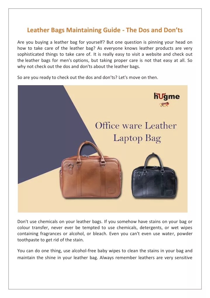 PPT - Leather Bags Maintaining Guide - The Dos and Don’ts PowerPoint ...