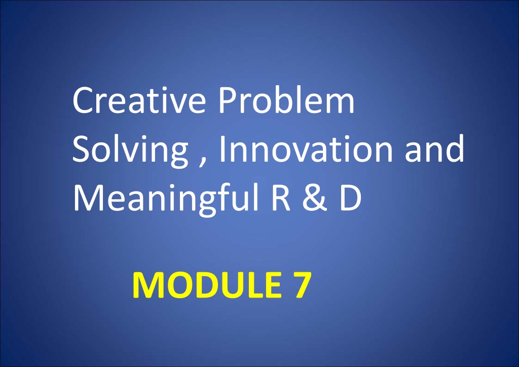 creative problem solving innovation and meaningful r & d