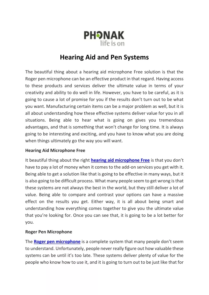 hearing aid and pen systems n.