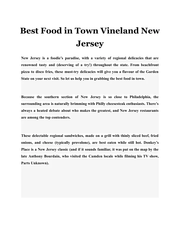 best food in town vineland new jersey