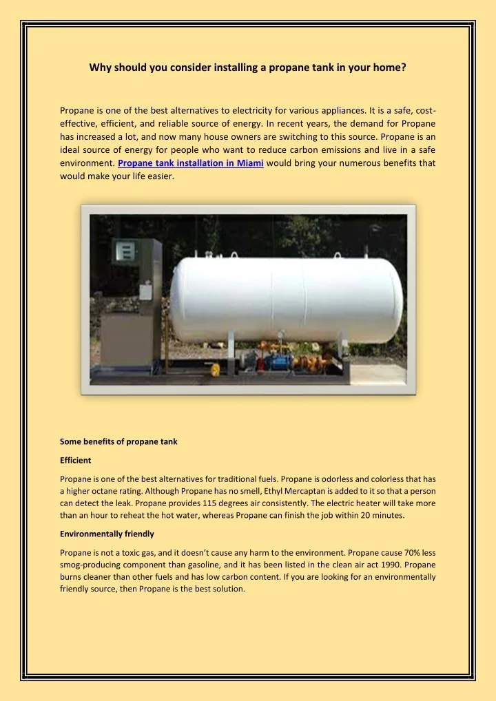 PPT Why should you consider installing a propane tank in your home