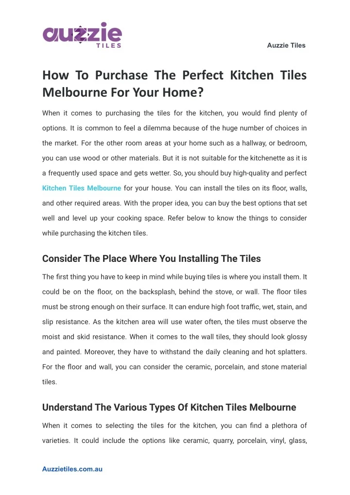 PPT How To Purchase The Perfect Kitchen Tiles Melbourne For Your Home