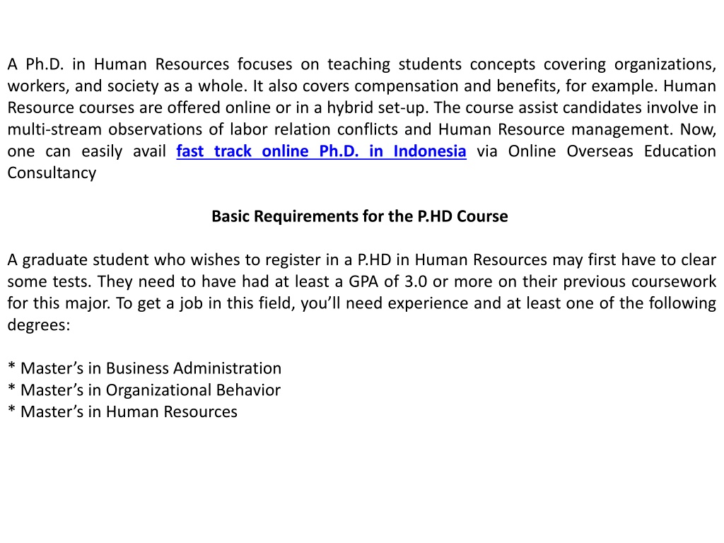 Human Resources Ph D Phd Studies