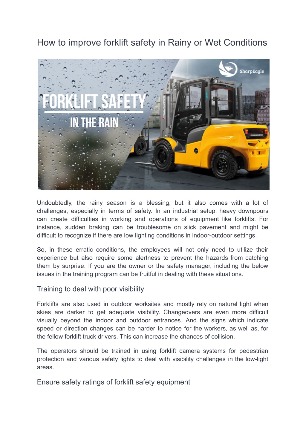 PPT - How to improve forklift safety in Rainy or Wet Conditions ...