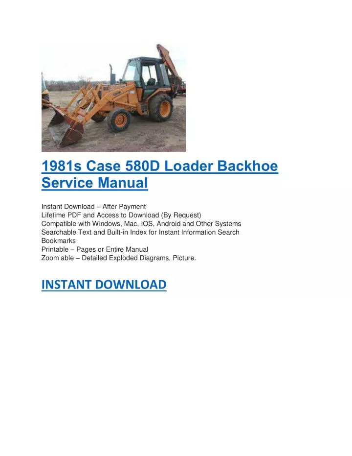 PPT - 1981s Case 580D Loader Backhoe Service Manual PowerPoint ...