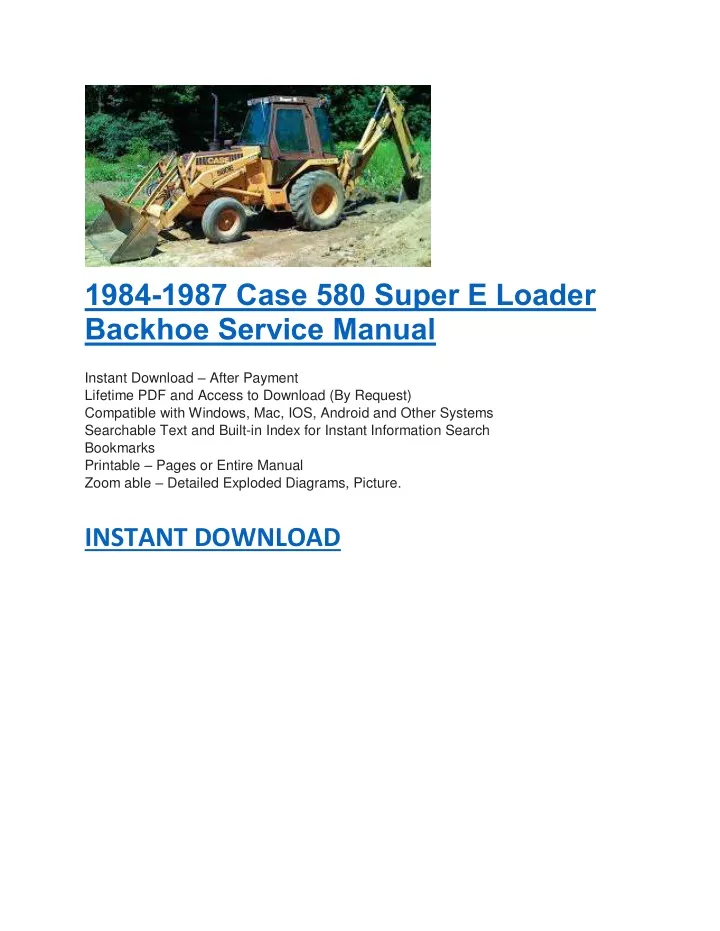 PPT - 1984-1987 Case 580 Super E Loader Backhoe Service Manual ...