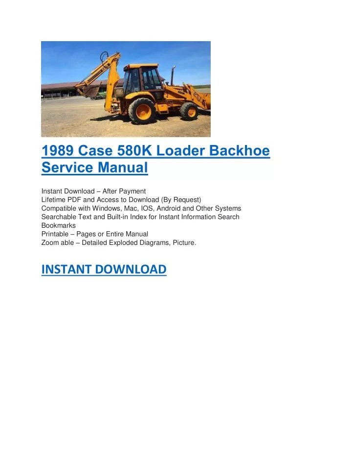 PPT - 1989 Case 580K Loader Backhoe Service Manual PowerPoint ...