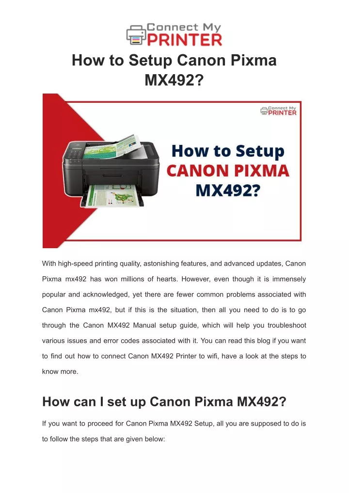 Ppt How To Setup Canon Pixma Mx492 Powerpoint Presentation Free Download Id11046214 1981