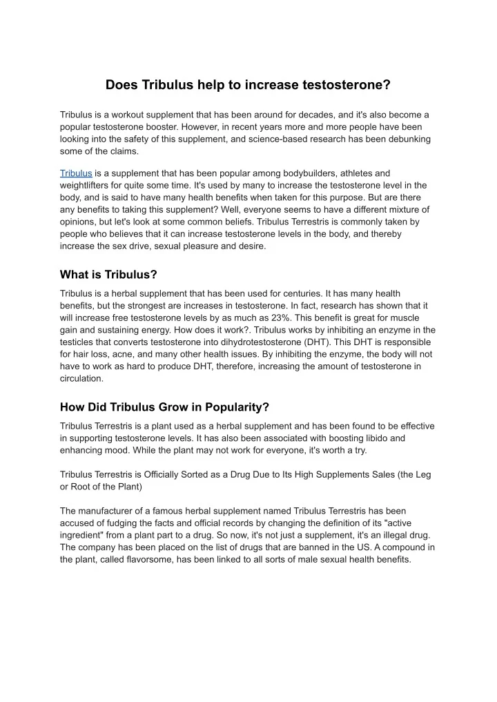 PPT Does Tribulus help to increase testosterone PowerPoint