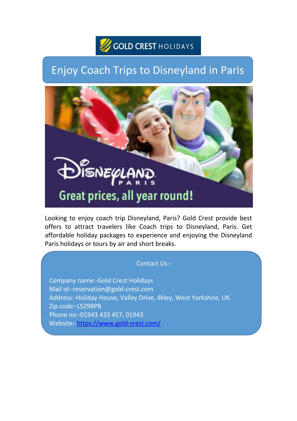 PPT Enjoy Coach Trips to Disneyland in Paris PowerPoint Presentation