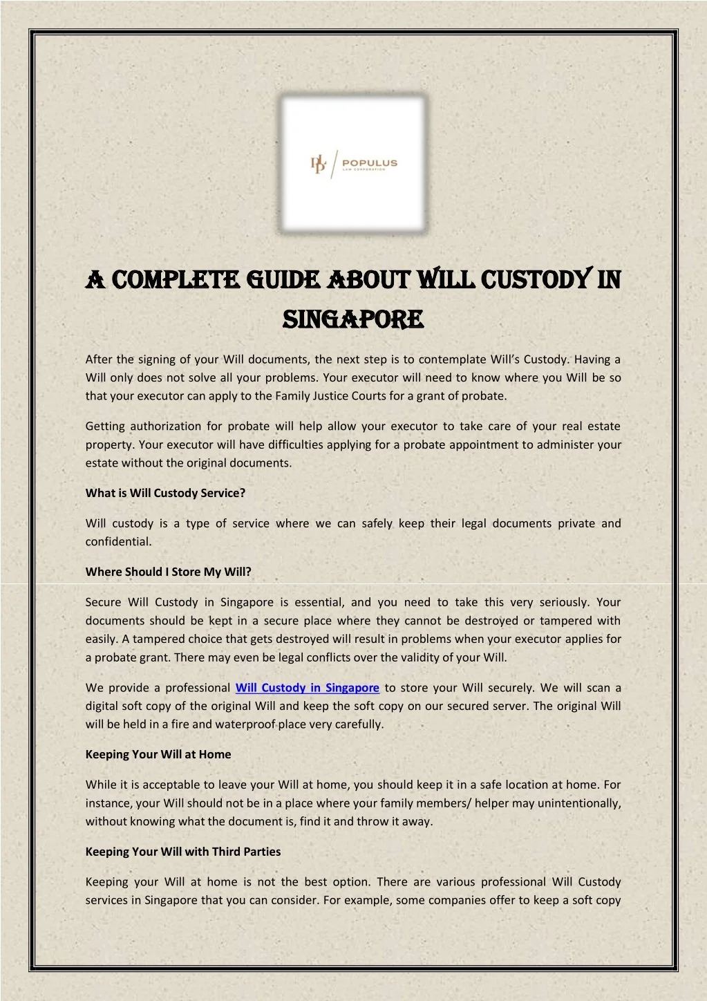 PPT A Complete Guide About Will Custody In Singapore PowerPoint