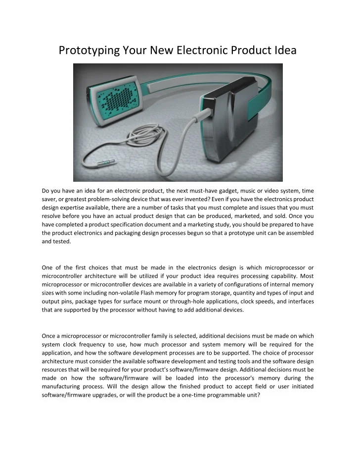 PPT Prototyping Your New Electronic Product Idea PowerPoint Presentation ID11048127