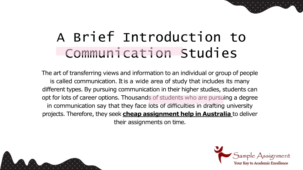 PPT - A Brief Introduction To Communication Studies | Sample Assignment ...