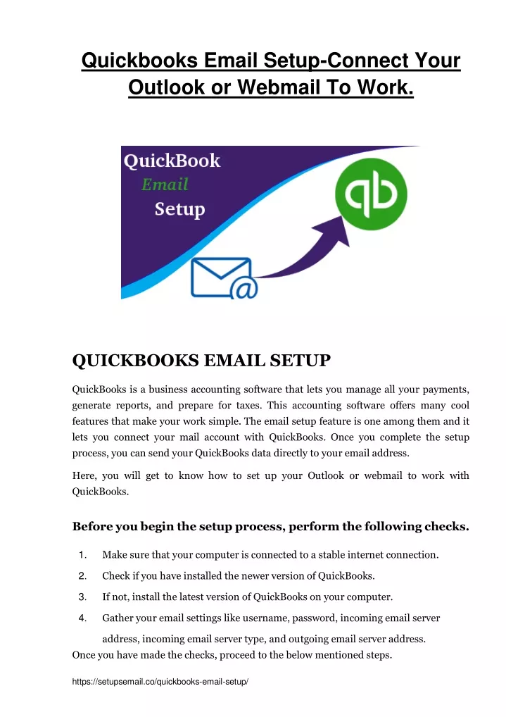 PPT - Quickbooks Email Setup-Connect Your Outlook Or Webmail To Work ...