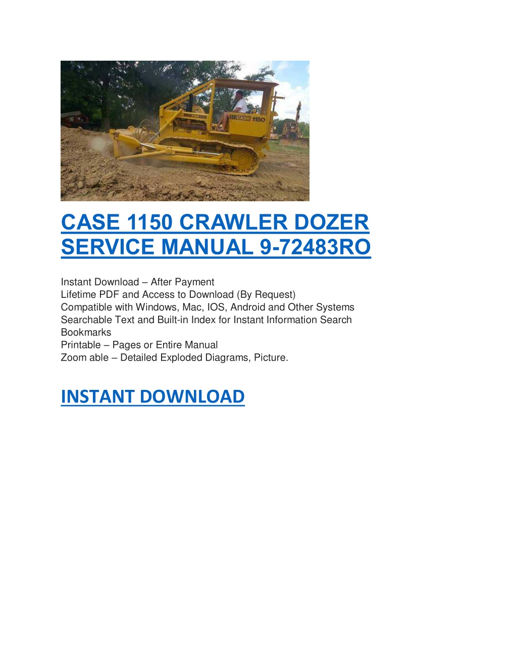 PPT - CASE 1150 CRAWLER DOZER SERVICE MANUAL 9-72483RO PowerPoint ...