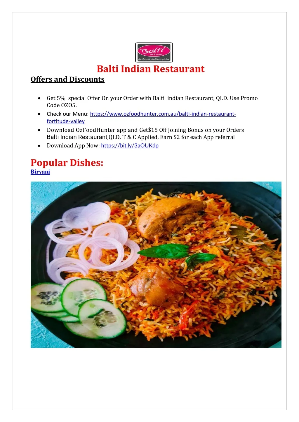 PPT 5 off Balti Indian Restaurant Takeaway Fortitude Valley, QLD (1