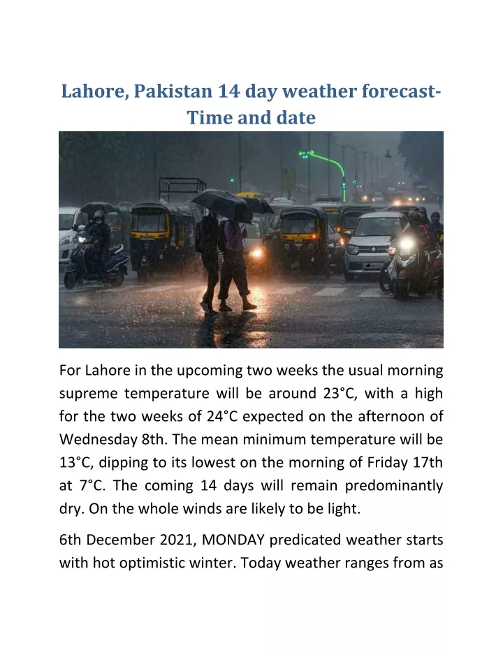 PPT Lahore, Pakistan 14 day weather forecastTime and date PowerPoint