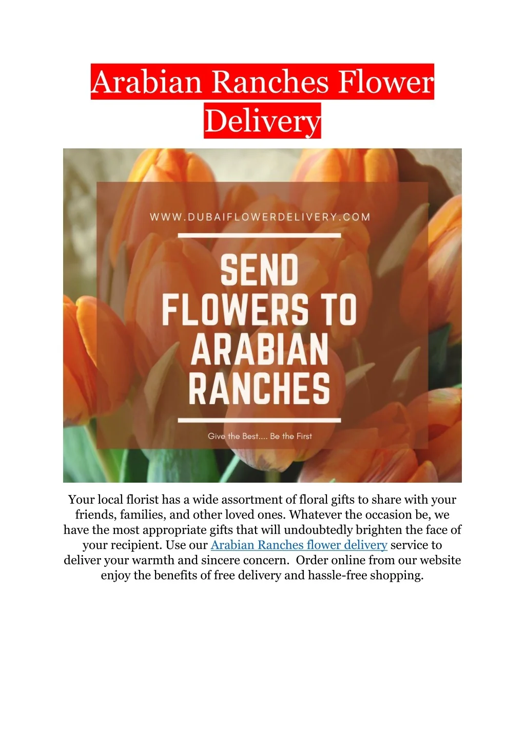 PPT Arabian Ranches Flower Delivery PowerPoint Presentation, free