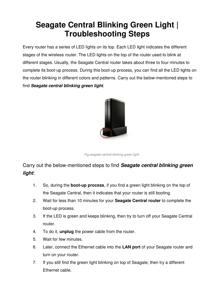 PPT Seagate Central Blinking Green Light Troubleshooting Steps