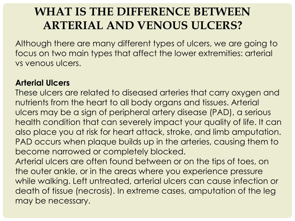 Ppt The Difference Between Venous And Arterial Ulcers Powerpoint Sexiz Pix