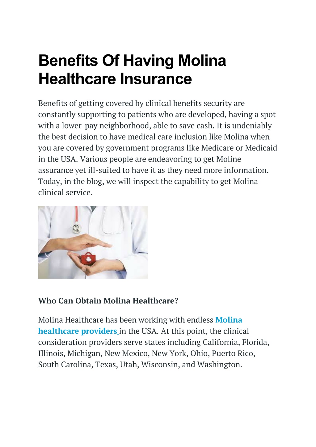 PPT Benefits Of Having Molina Healthcare Insurance PowerPoint