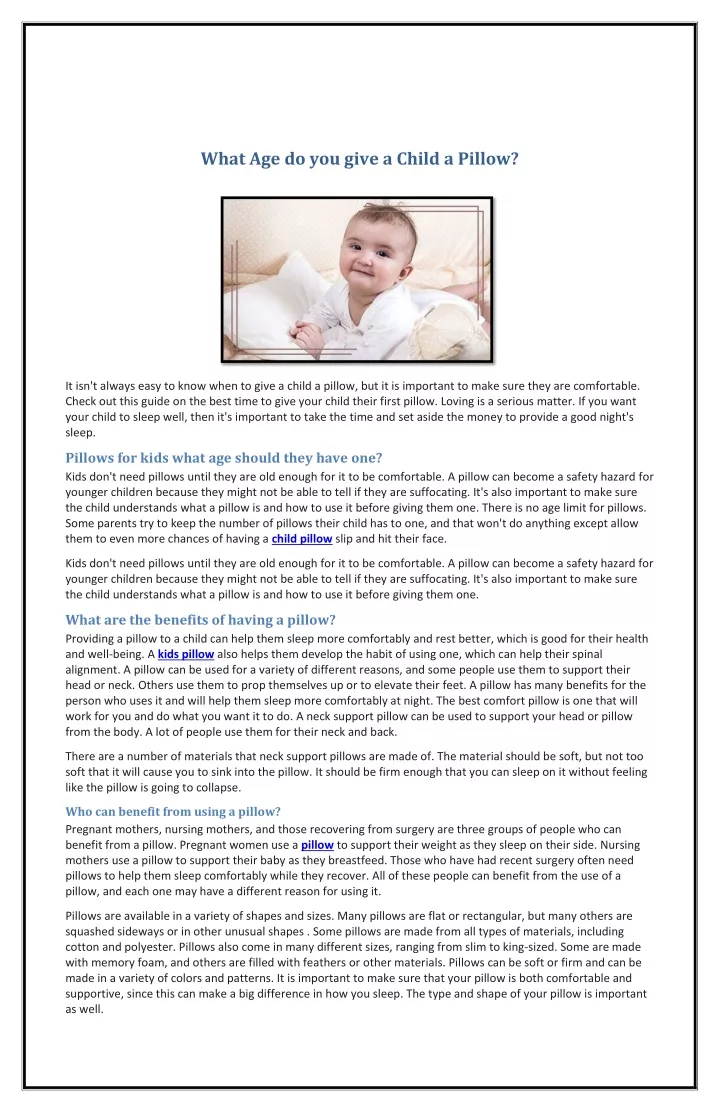 PPT What Age Do You Give A Child A Pillow PowerPoint Presentation, free download ID11058962