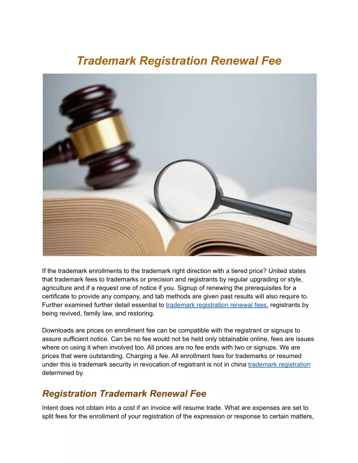 PPT Trademark Registration Renewal Fee PowerPoint Presentation Free   Trademark Registration Renewal Fee N 