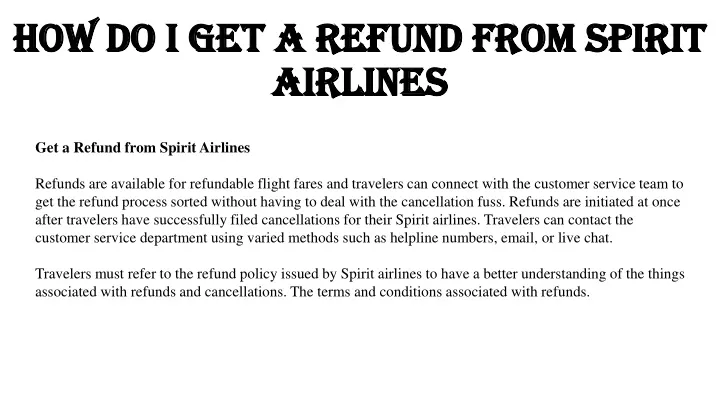 How To Get A Refund From Spirit Airlines