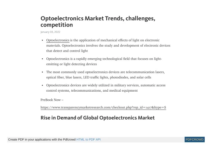 PPT Optoelectronics Market Global Industry Analysis, Insights by 2031 PowerPoint