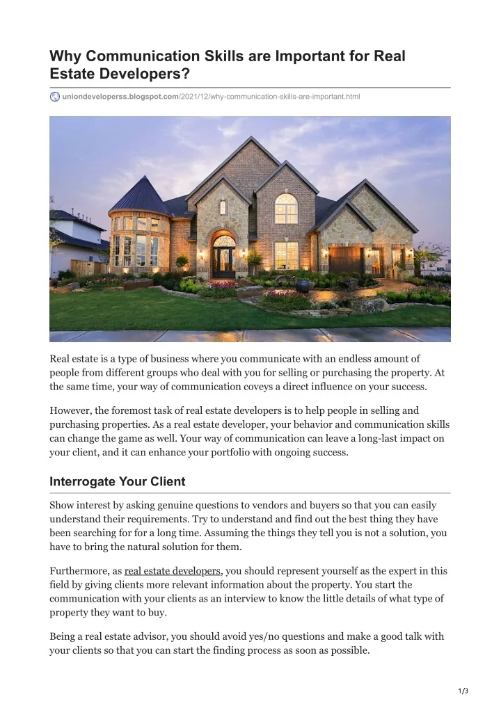 PPT Why Communication Skills Are Important For Real Estate Developers